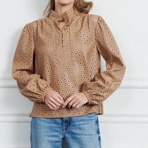 Ciebon Large CHIC CONTEMPORARY
Sadie Faux Leather Blouson Sleeve Shirt NWOT